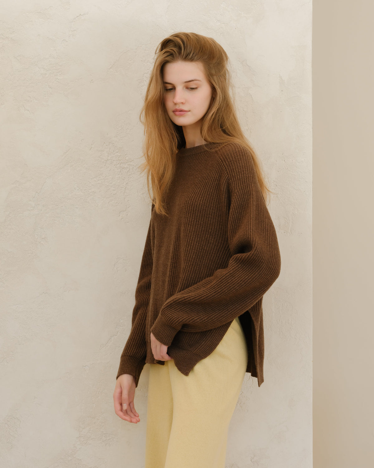 Pull col rond en côte anglaise, mélange cachemire, photo 3