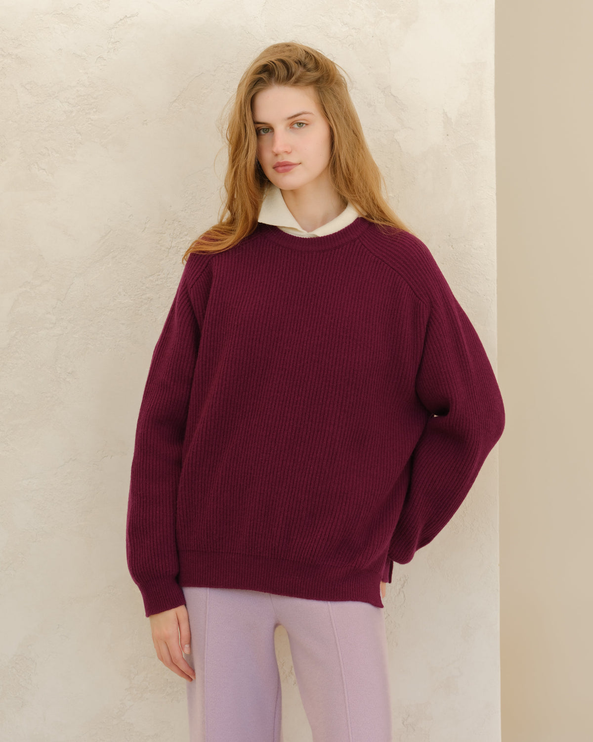 Pull col rond en côte anglaise, mélange cachemire, photo 17