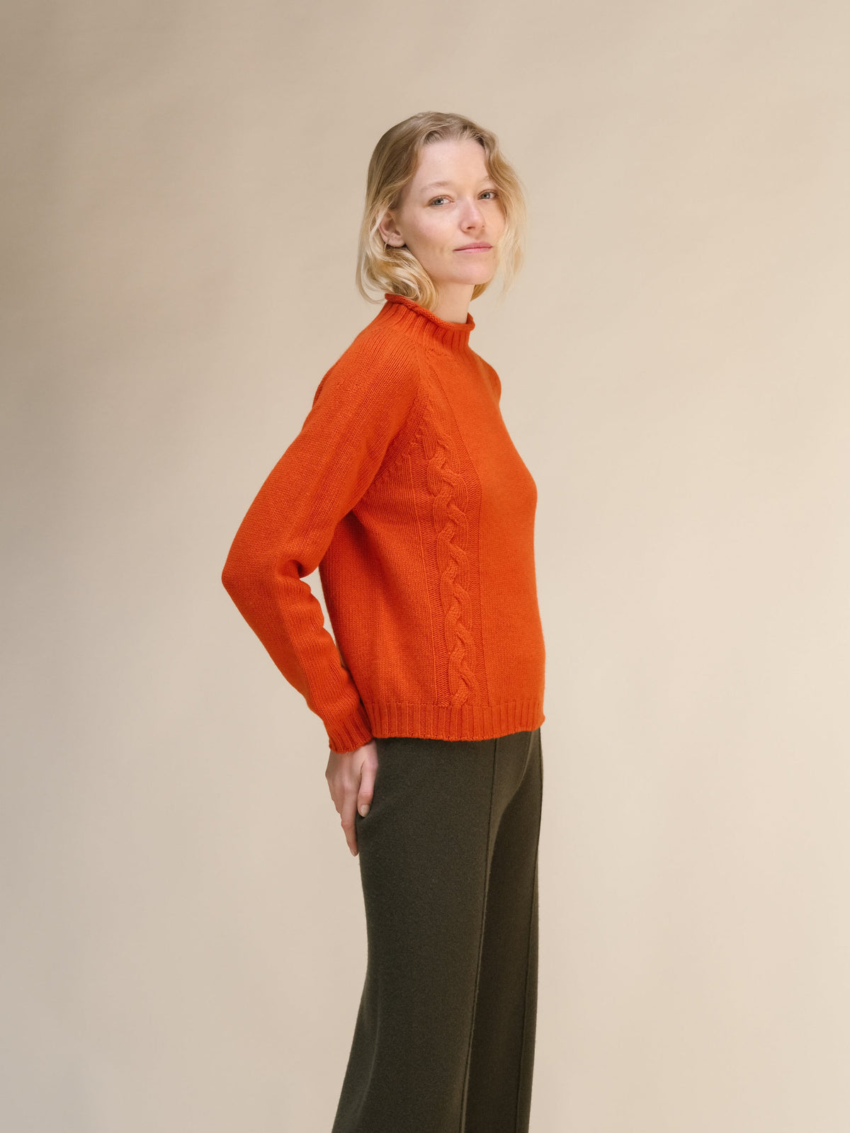 Pull col montant torsadé, mélange cachemire, photo 12