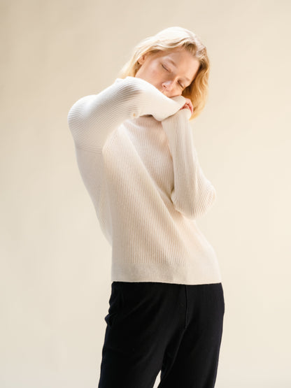 Pull col cheminée, mélange cachemire, photo 8