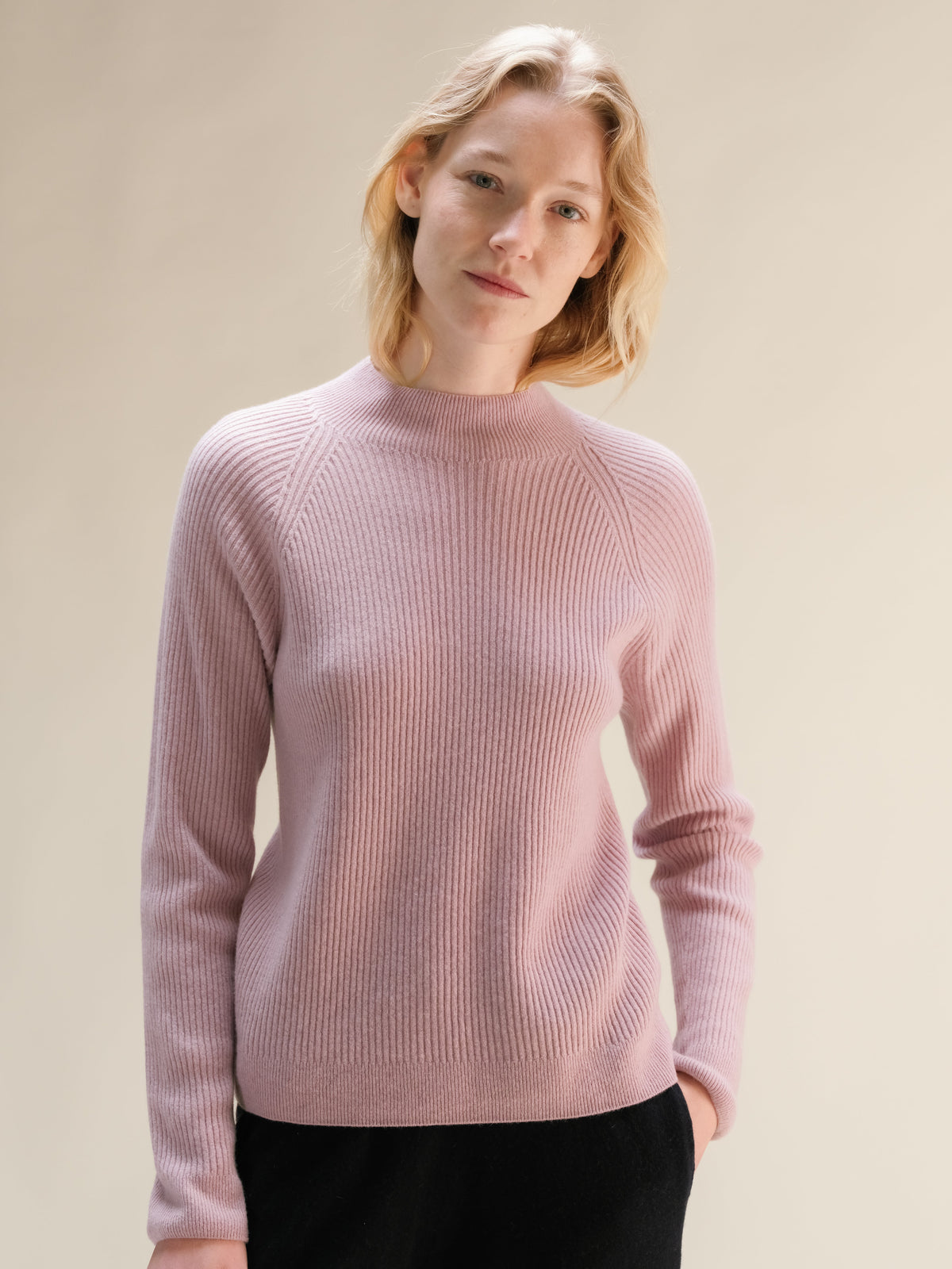 Pull col cheminée, mélange cachemire, photo 14