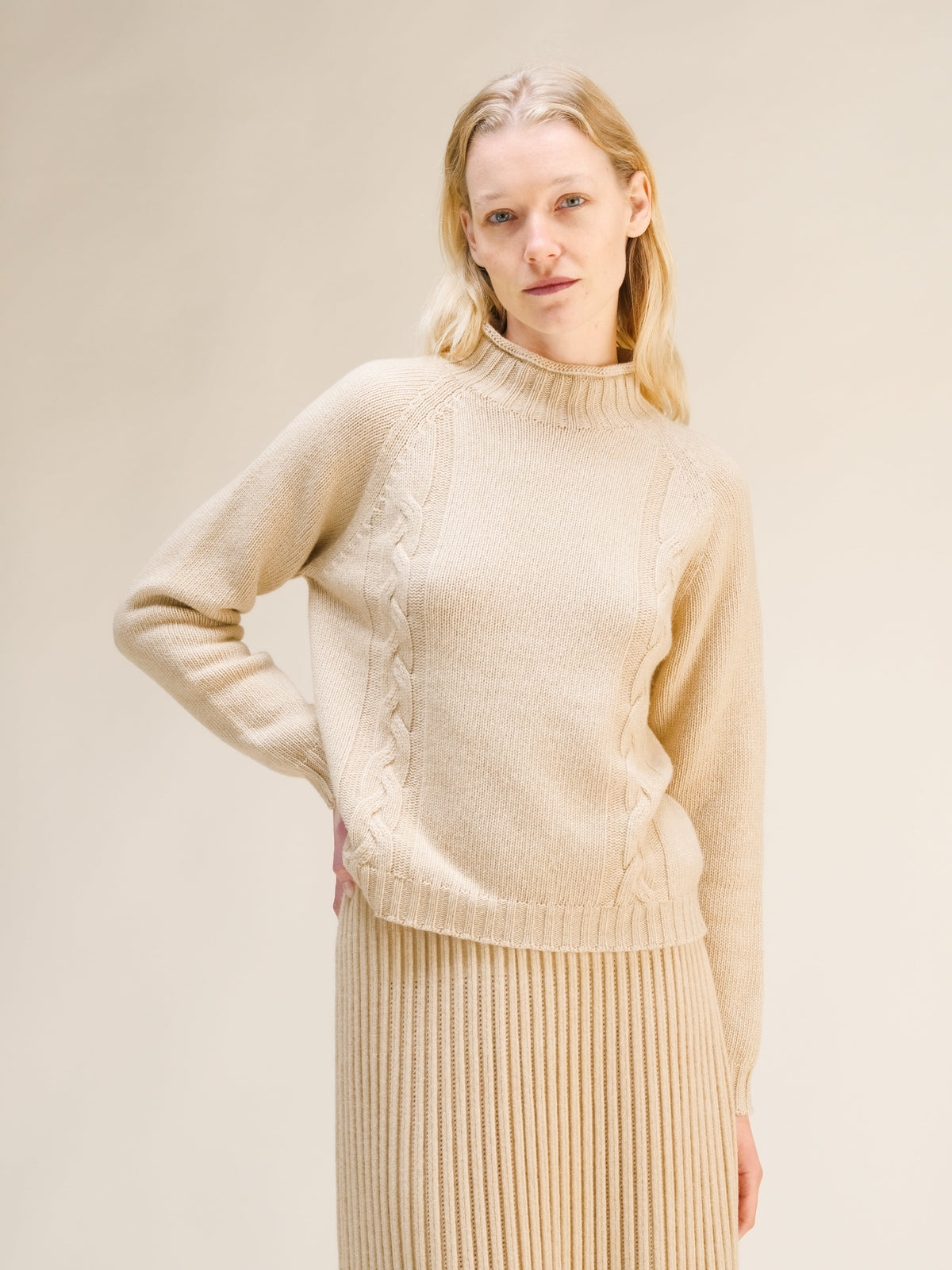 Pull col montant torsadé, mélange cachemire, photo 14