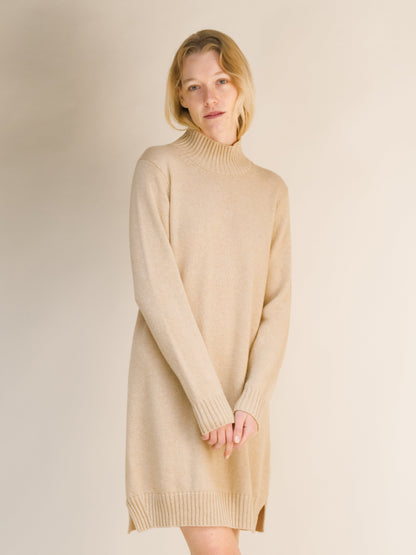 Vestido midi de cuello alto, mezcla de cachemira, foto 1