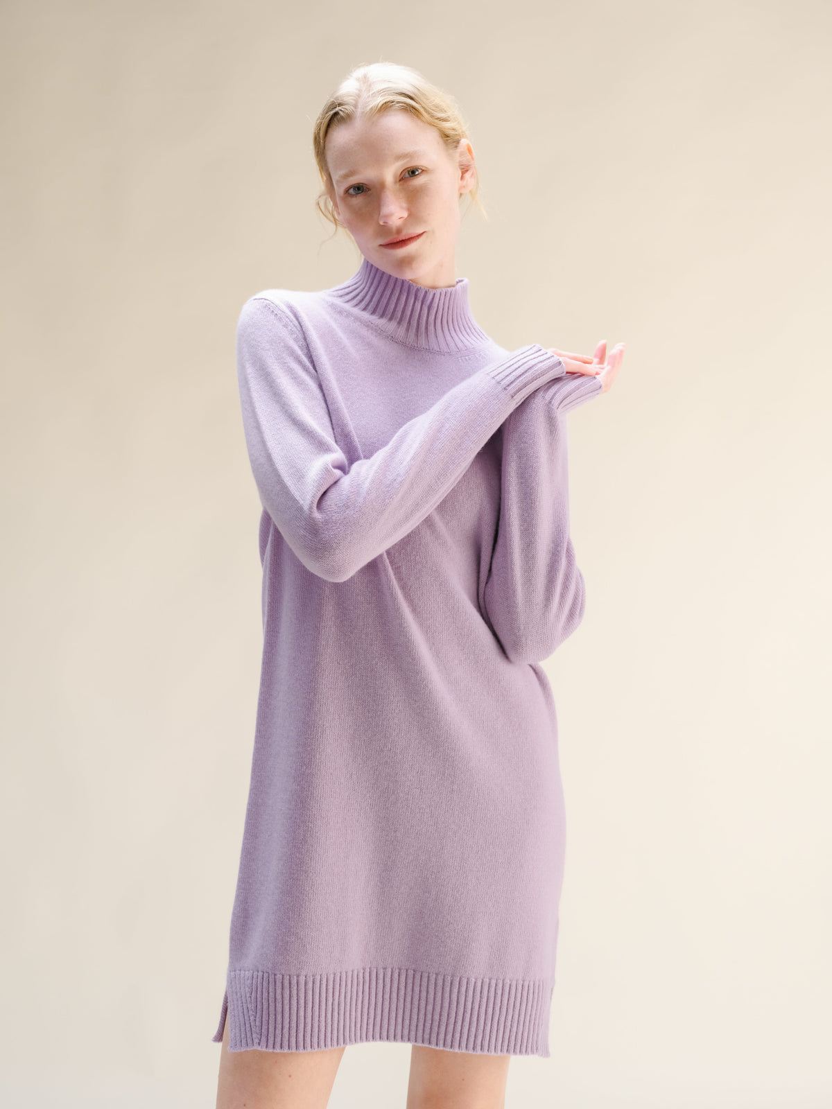 Vestido midi de cuello alto, mezcla de cachemira, foto 20