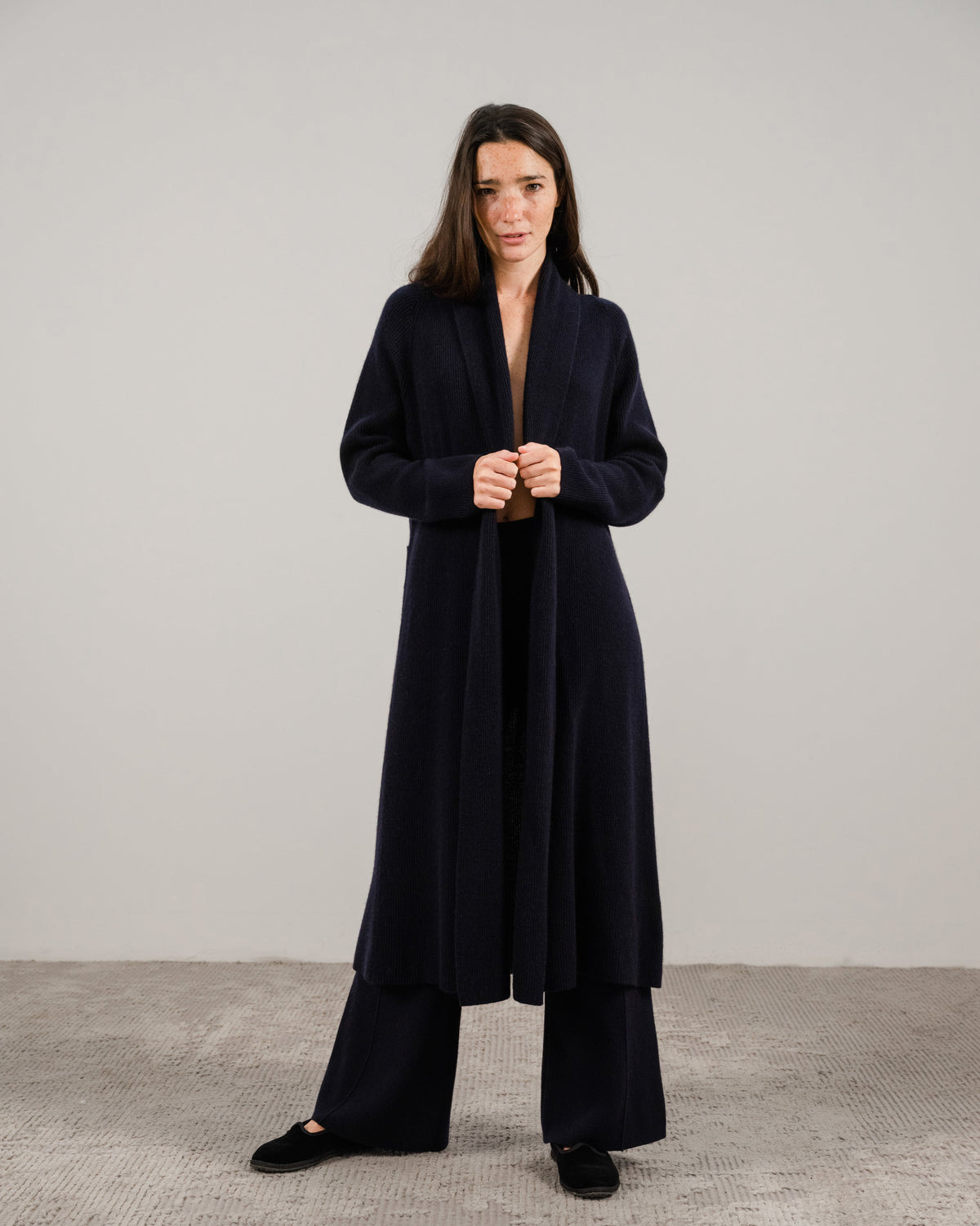 Maxi cardigan col châle, mélange cachemire, photo 9