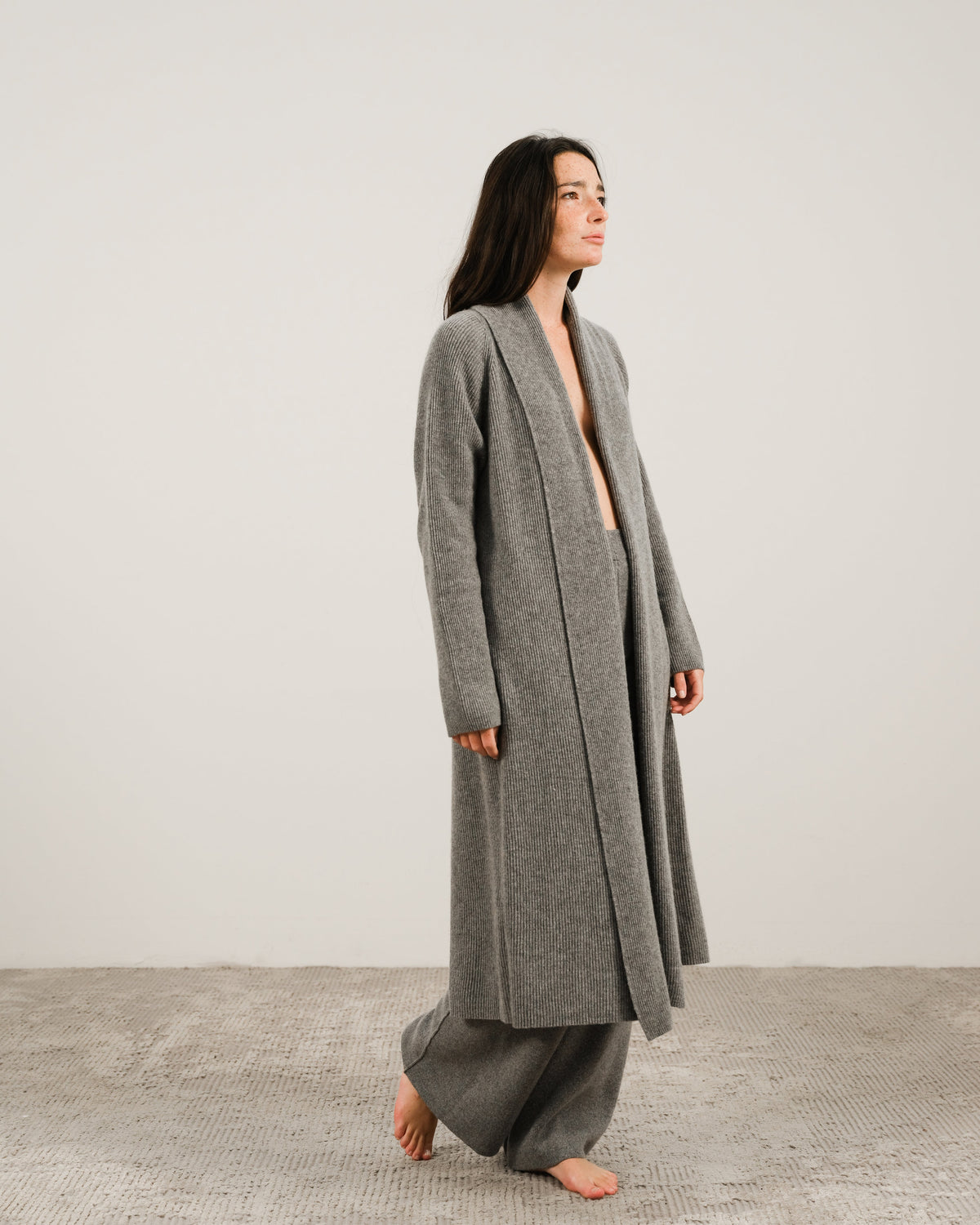 Maxi cardigan col châle, mélange cachemire, photo 7