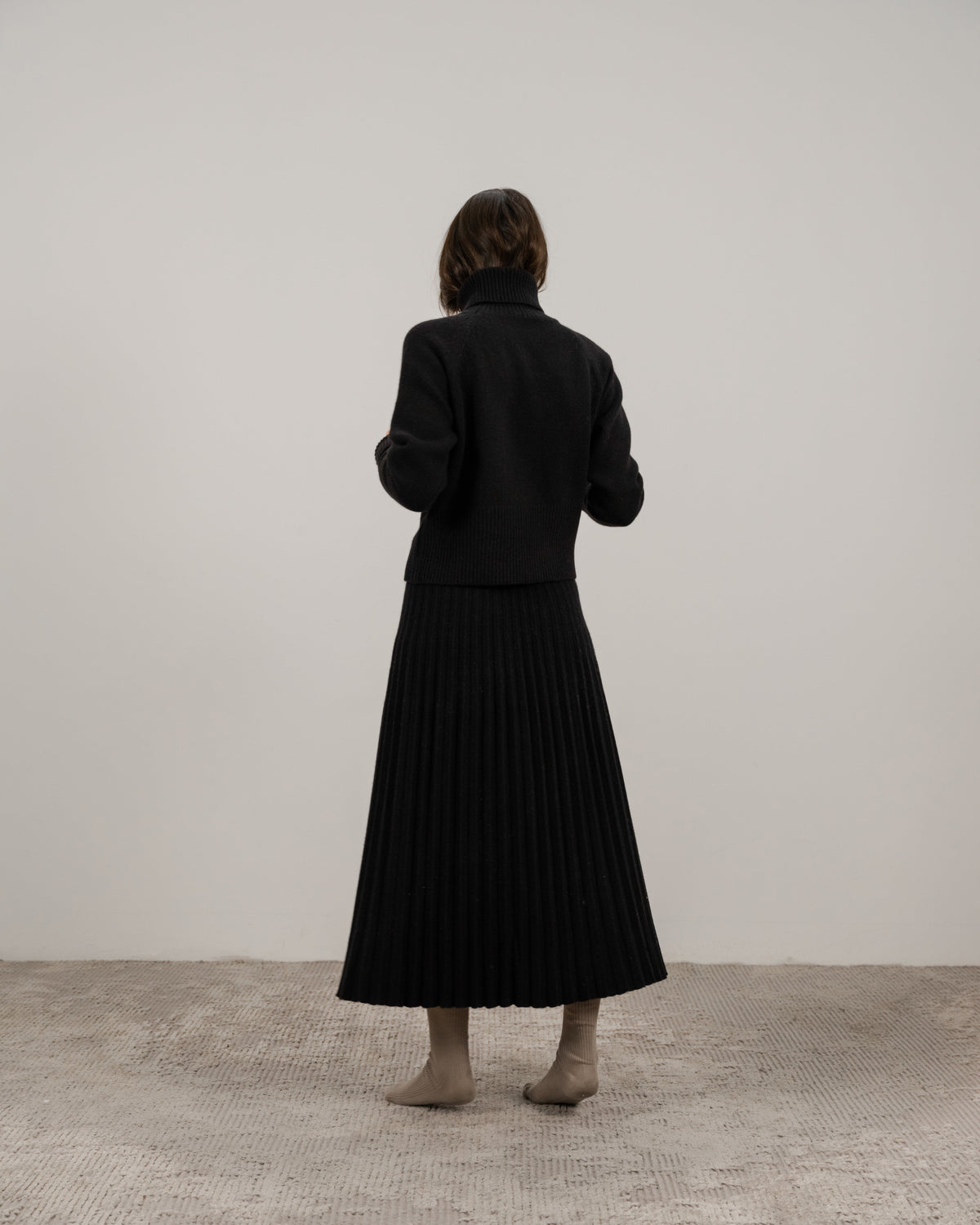Jupe plissée midi, mélange cachemire, photo 20