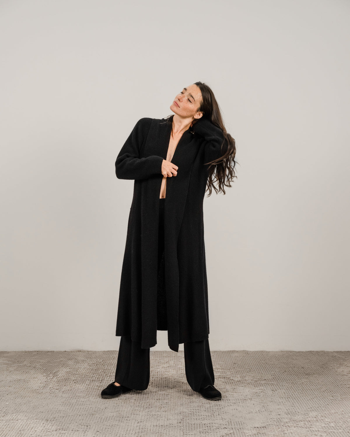 Maxi cardigan col châle, mélange cachemire, photo 10