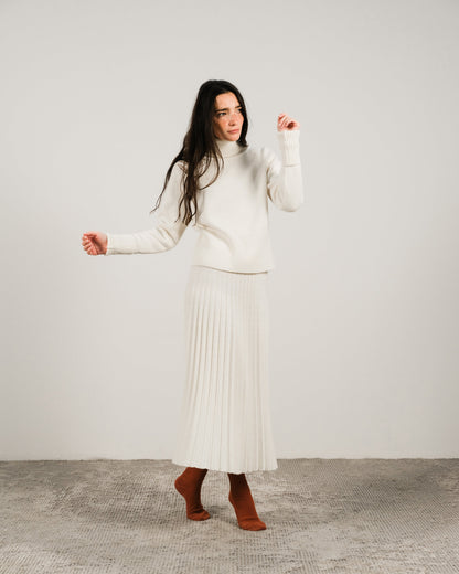 Jupe plissée midi, mélange cachemire, photo 14
