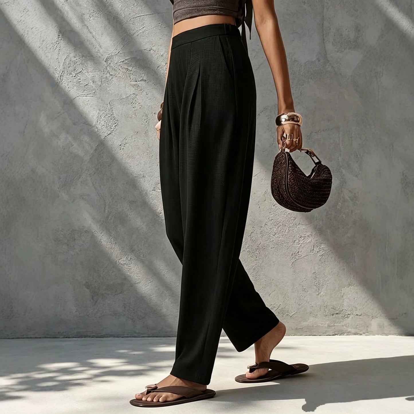 Pantalon fluide femme coupe droite