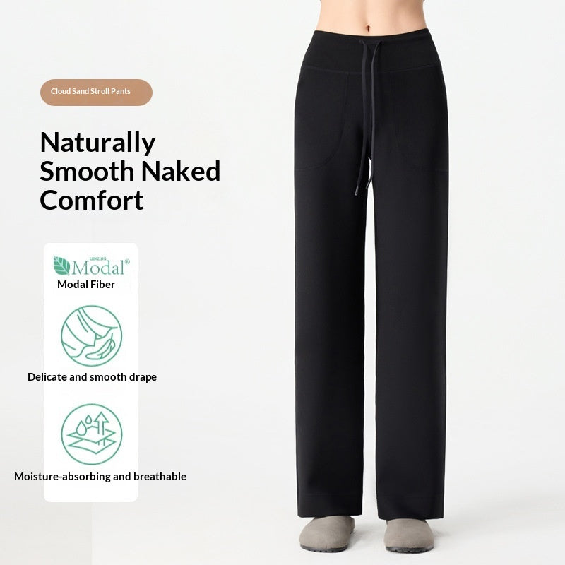 Pantalon droit femme en maille modal, coupe tout-aller