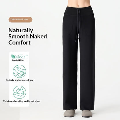 Pantalon droit femme en maille modal, coupe tout-aller