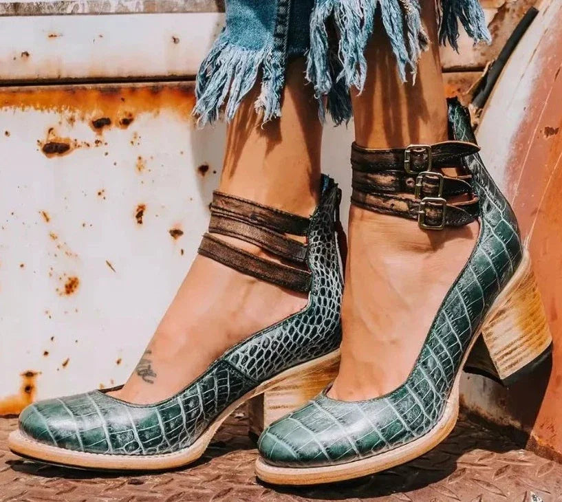 Escarpins à talons hauts pour femmes avec imprimé serpent à trois bandes - VoltÉlan