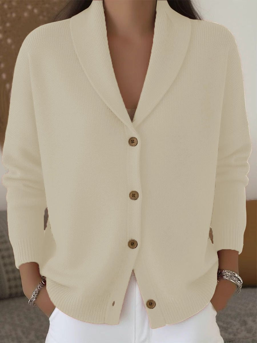 Gilet Long Femme Tricot Fin Encolure V et Manches Longues, vue de côté