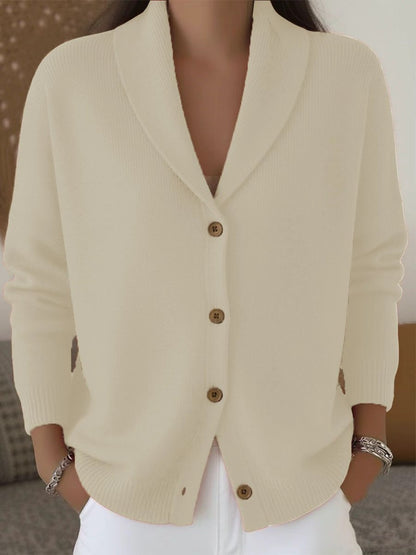 Gilet Long Femme Tricot Fin Encolure V et Manches Longues, vue de côté