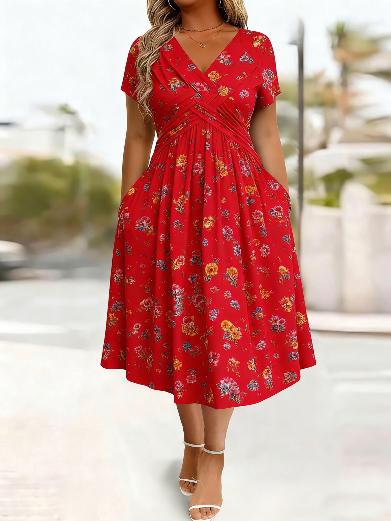 Robe Florale Femme Grande Taille - Coupe Enveloppante