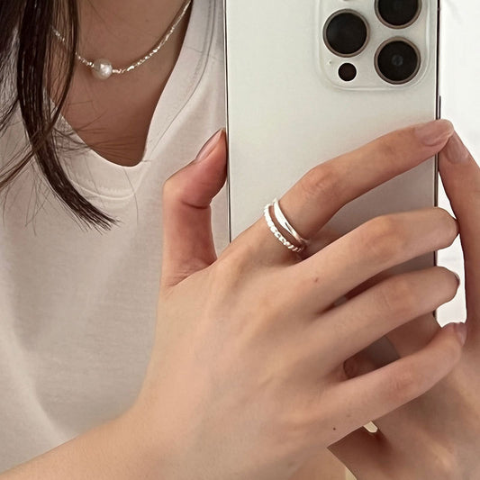 Bague Double Chaine Argent 925 Femme — Vue detail | VoltElan