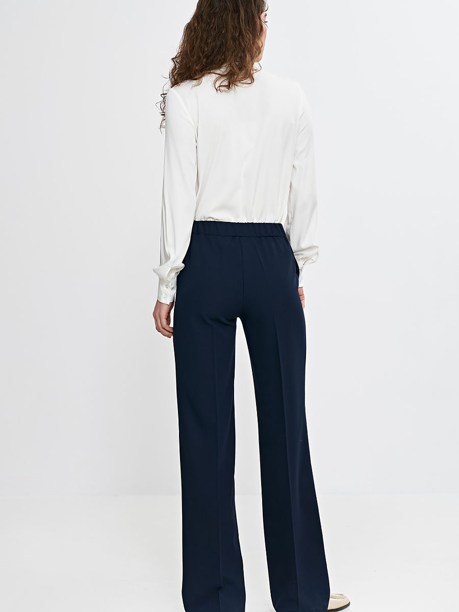 Navy wide-leg pleated trousers, photo 3
