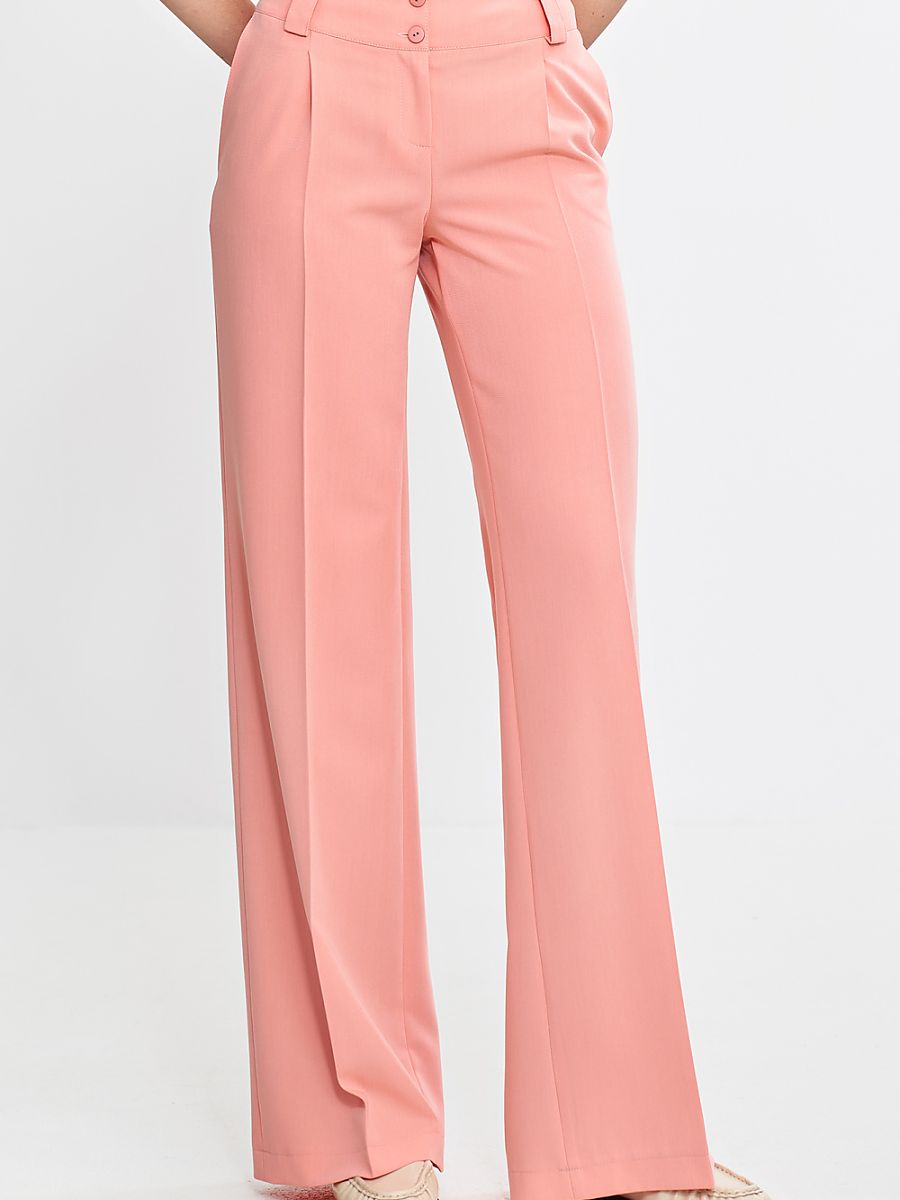 Pantalone ampio rosa a pieghe con cintura alta, foto 1