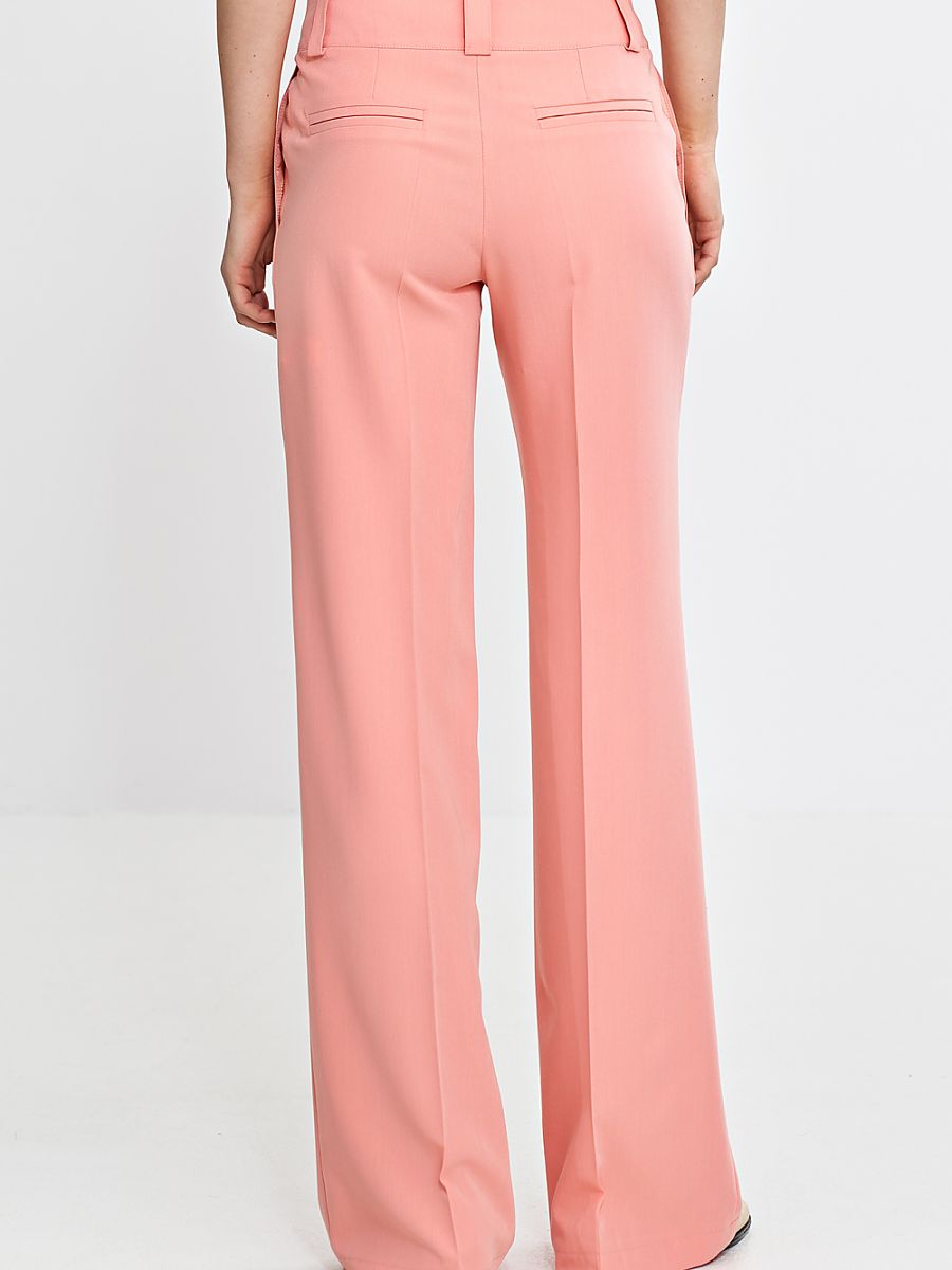 Pantalone ampio rosa a pieghe con cintura alta, foto 3
