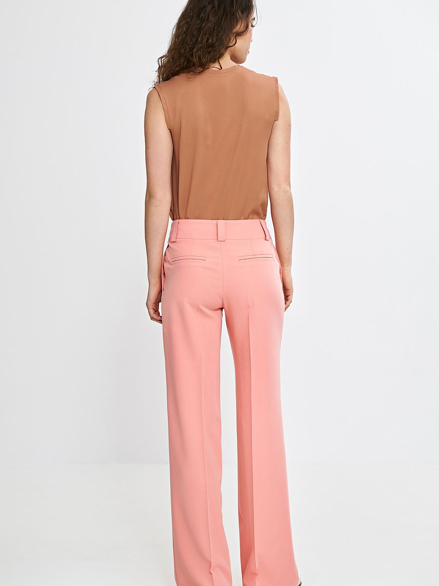 Pantalone ampio rosa a pieghe con cintura alta, foto 4