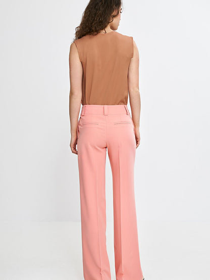 Pantalone ampio rosa a pieghe con cintura alta, foto 4