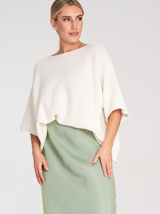 Beiger Fledermausärmel-Pullover aus Wollmischung, Foto 2