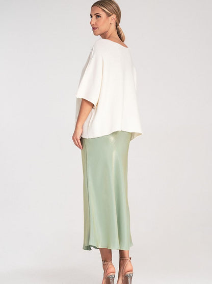 Maglione a pipistrello beige in misto lana, foto 3