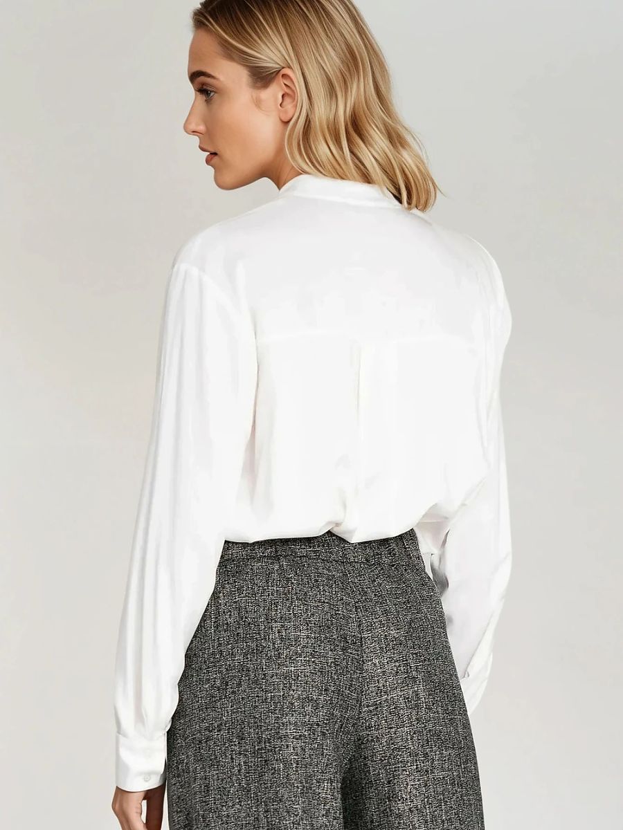 Blusa oversize de viscosa con cuello polo beige, foto 3