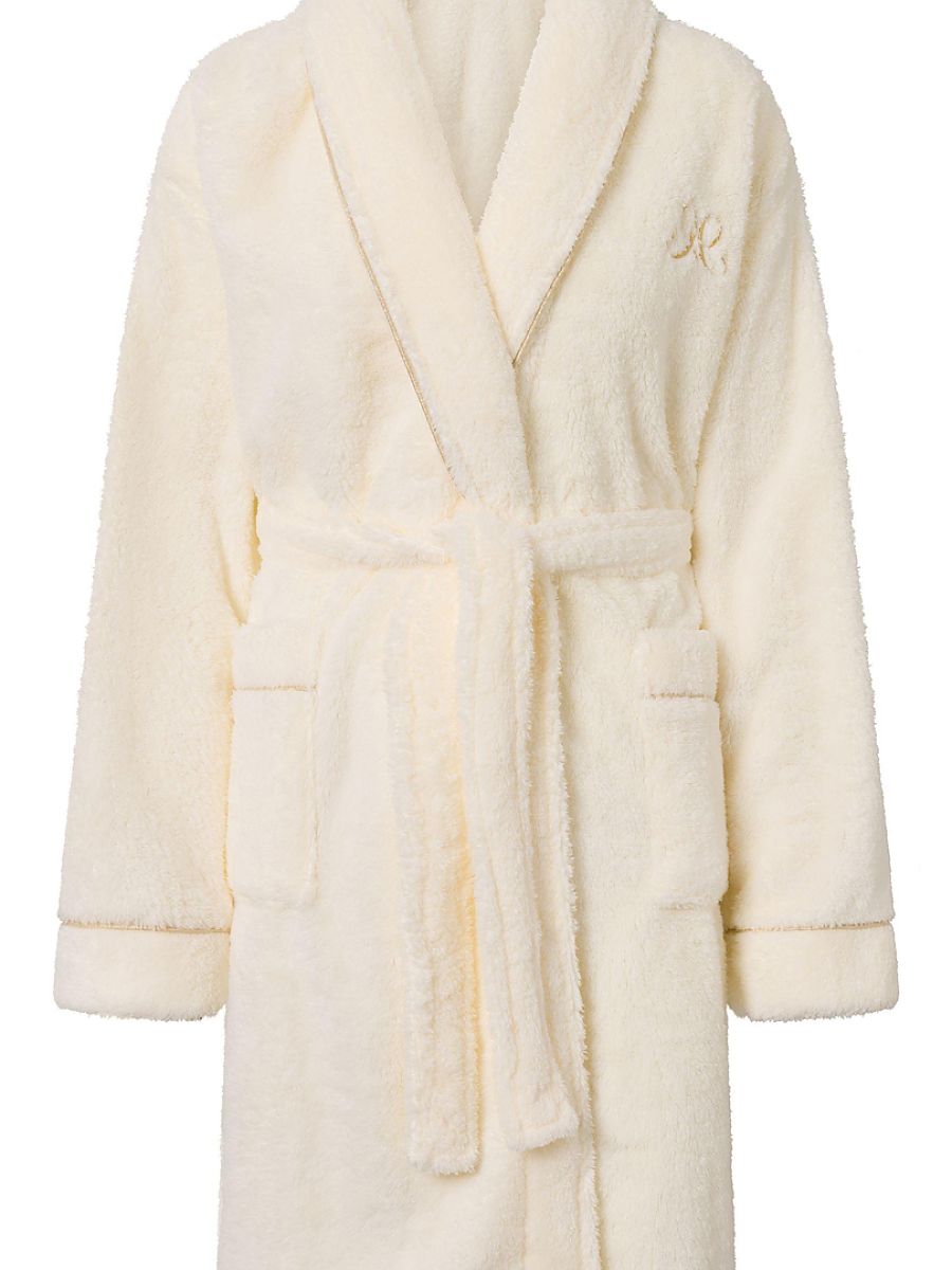 Bademantel Glamour, Beige mit goldener Paspel, Foto 4