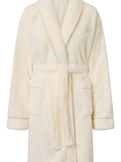 Bademantel Glamour, Beige mit goldener Paspel, Foto 4