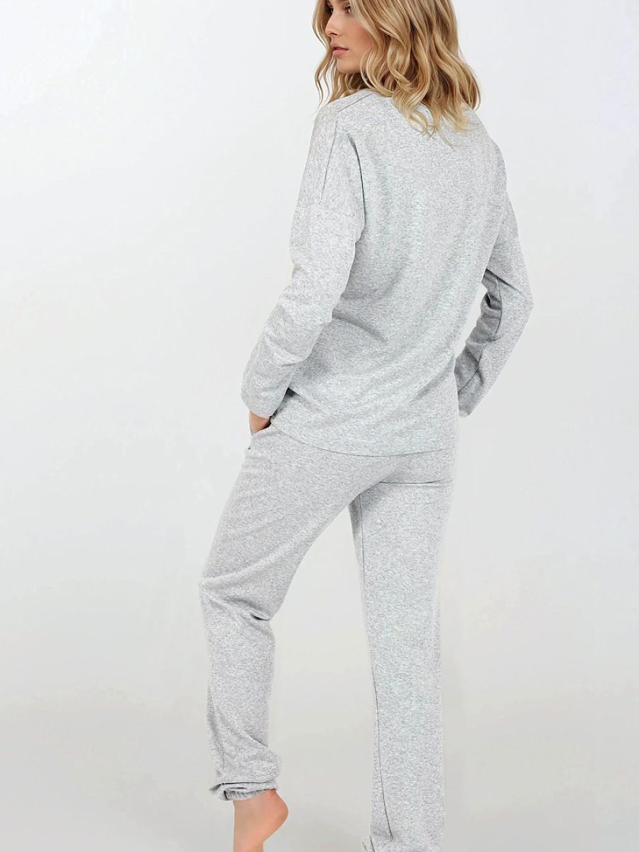 Grey viscose pyjamas with lace collar, photo 4