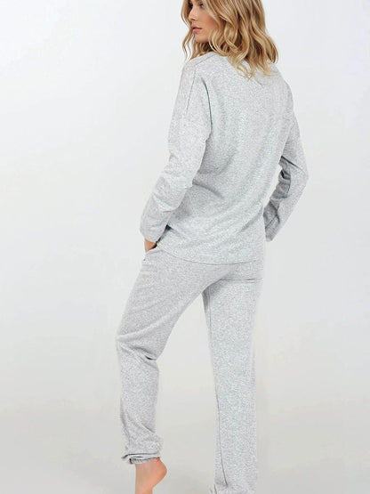 Grey viscose pyjamas with lace collar, photo 4