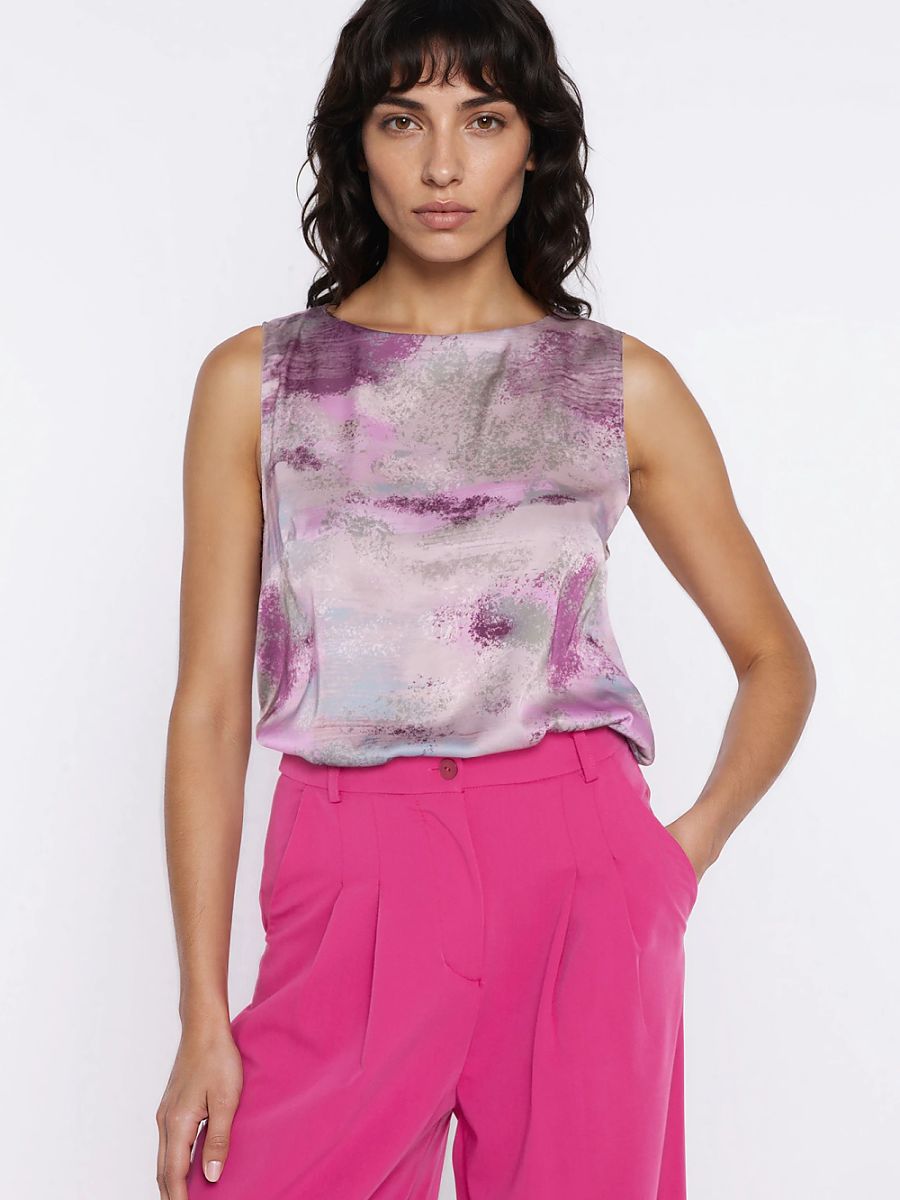 Blusa de flores sin mangas con cuello barco, foto 1