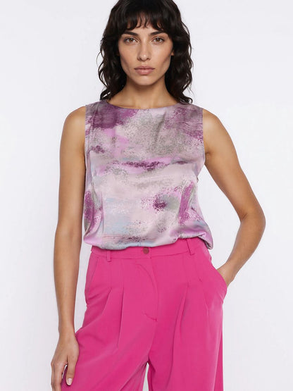 Blusa de flores sin mangas con cuello barco, foto 1