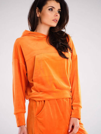 Sweat à capuche en velours orange, photo 4