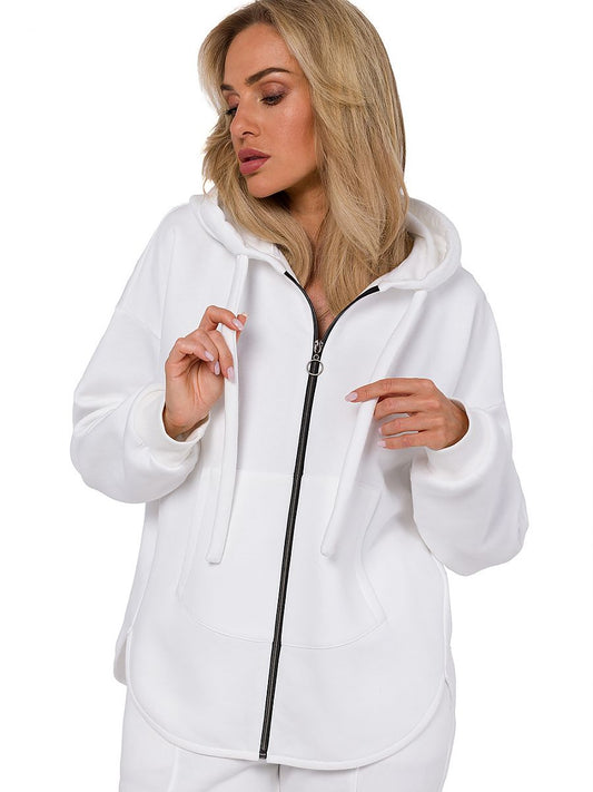 Beige zip-up cotton knit sweatshirt, photo 1