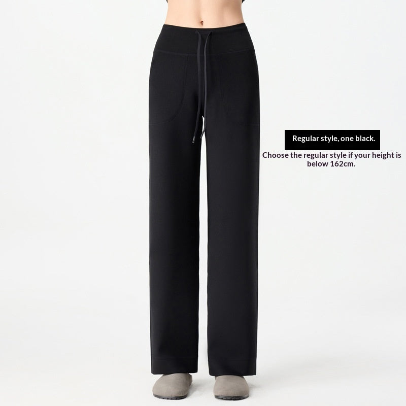 Pantalon droit femme en maille modal, coupe tout-aller