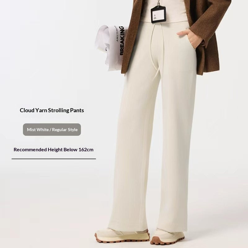 Pantalon droit femme en maille modal, coupe tout-aller