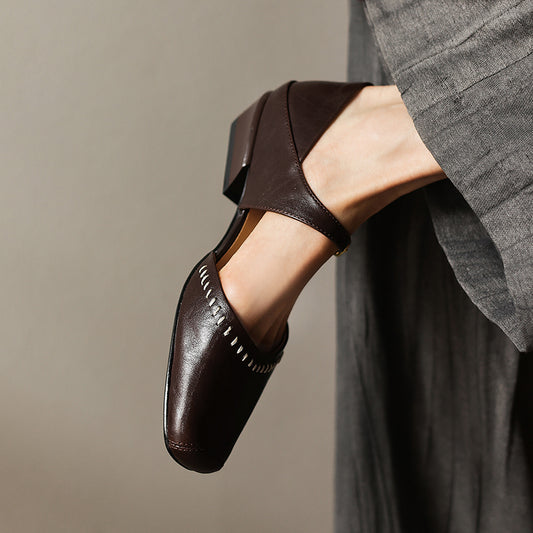 Ballerines Mary Jane Cuir Bride Femme porté(e) sur mannequin | Voltelan
