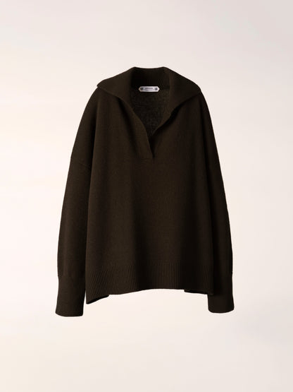 Pull maxi col polo, mélange cachemire, photo 2